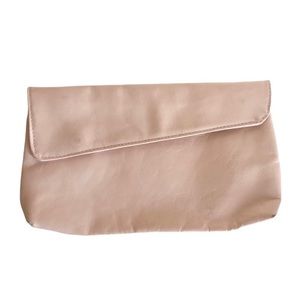 Vintage 80s Blush Pink Pastel Leather Envelope Style Clutch Purse Bag